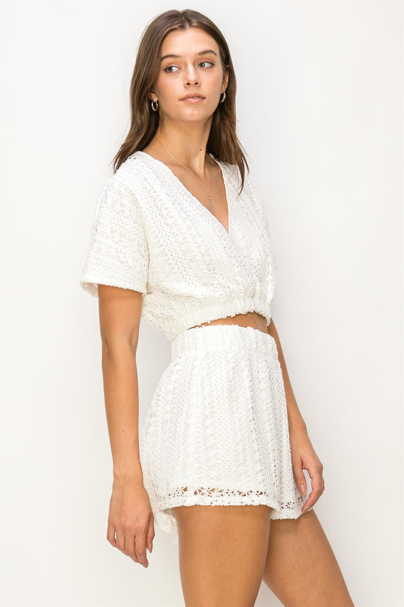 Ella Crochet Top & Shorts Set - White