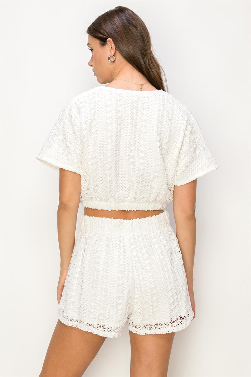 Ella Crochet Top & Shorts Set - White