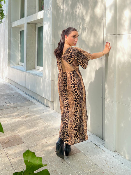 Zara animal print midi cheap dress