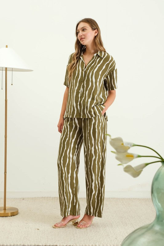 Pippa Zebra Matching set - Olive