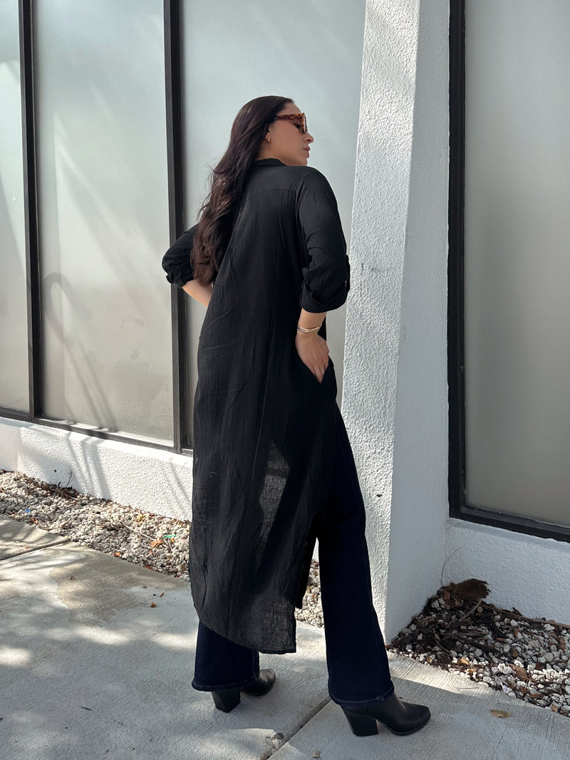 Salina Shirt Dress / Kimono - Black