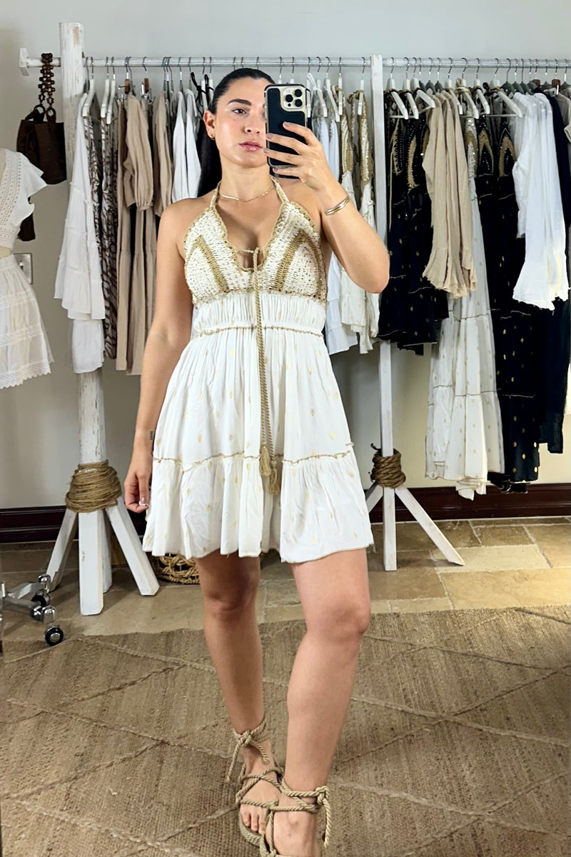 Frankie Crochet Mini Dress - White