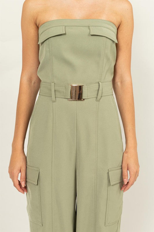 Gracie Cargo Jumpsuit - Sage