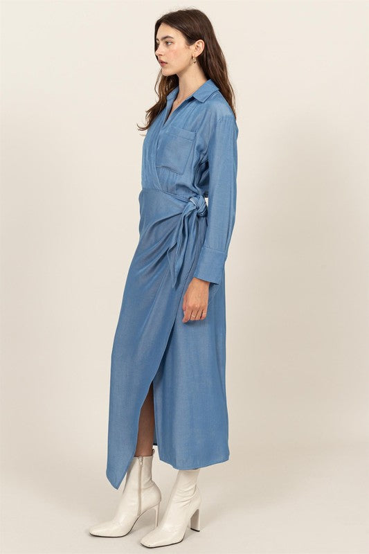 Abby Wrap Dress - Denim Blue