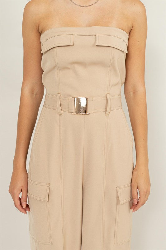 Gracie Cargo Jumpsuit - Camel