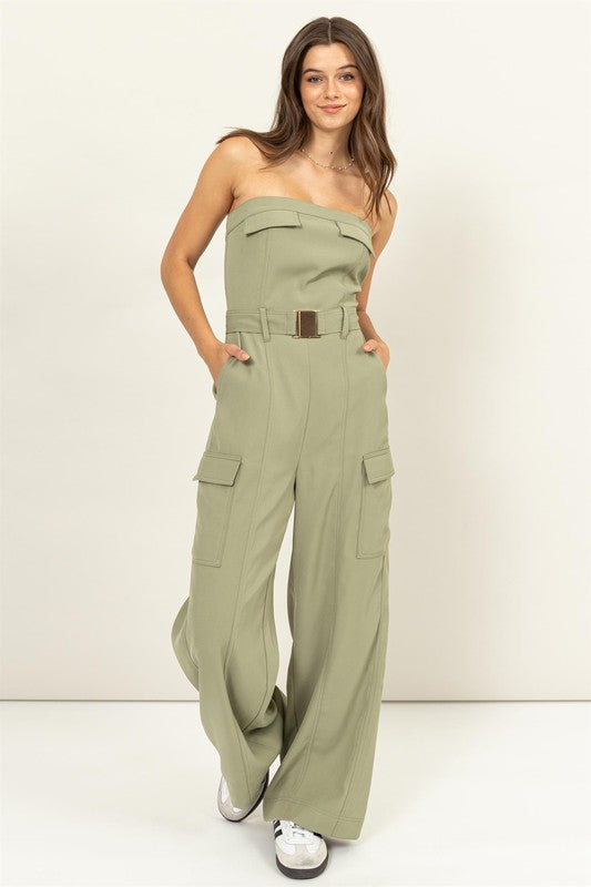 Gracie Cargo Jumpsuit - Sage