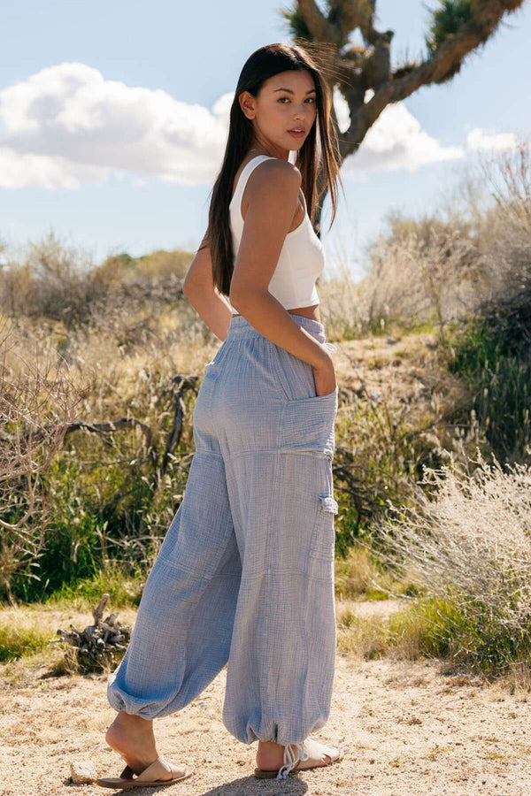 Quinn Gauze Pants - Dusty Blue