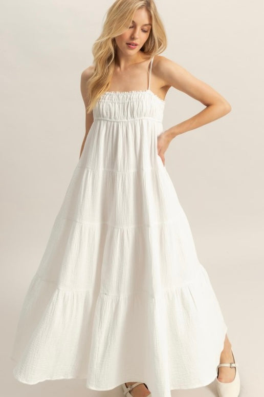 Ceci Babydoll Maxi Dress - White Wildy Belle Ceci Babydoll Maxi Dress - White Wildy Belle