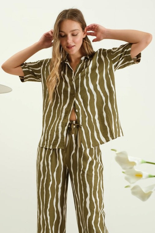 Pippa Zebra Matching set - Olive