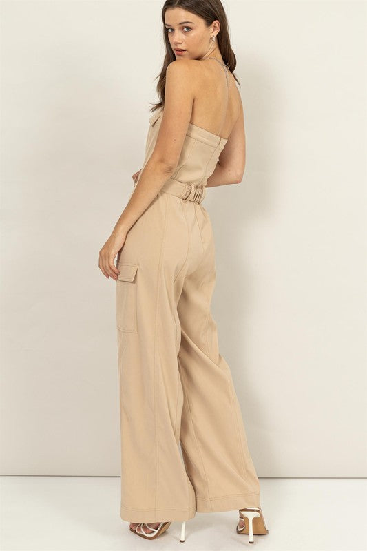 Gracie Cargo Jumpsuit - Camel