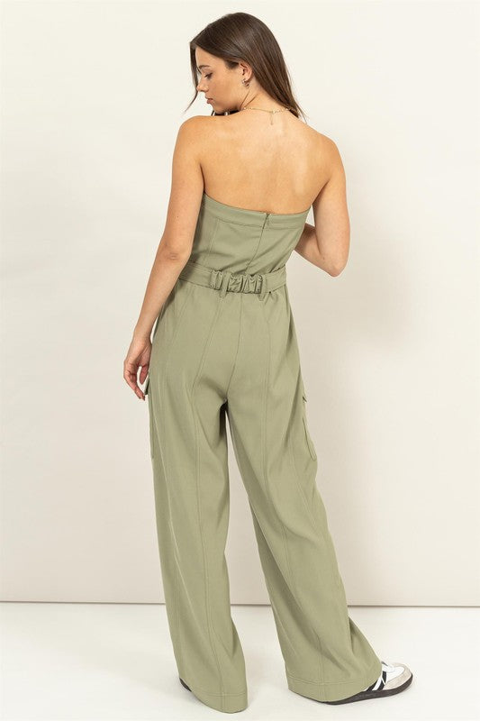 Gracie Cargo Jumpsuit - Sage