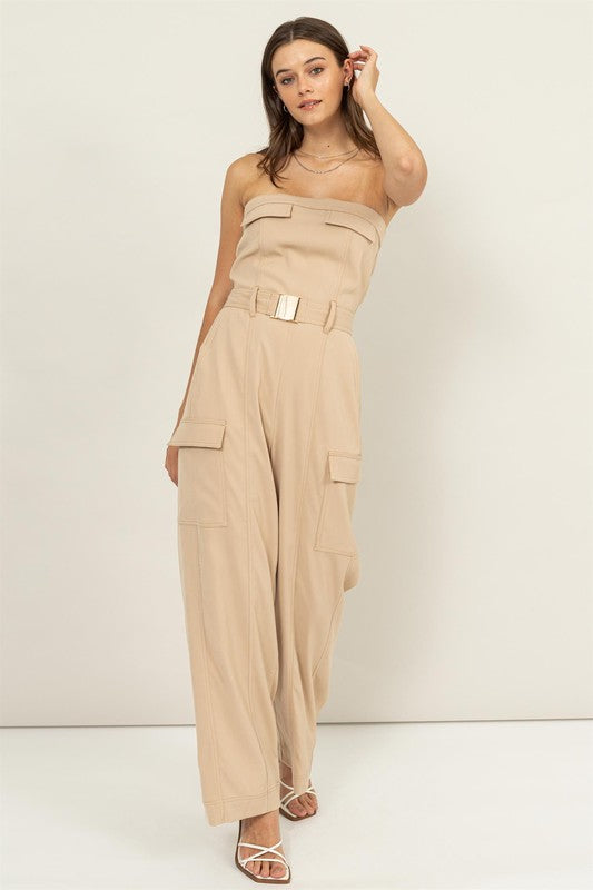 Gracie Cargo Jumpsuit - Camel