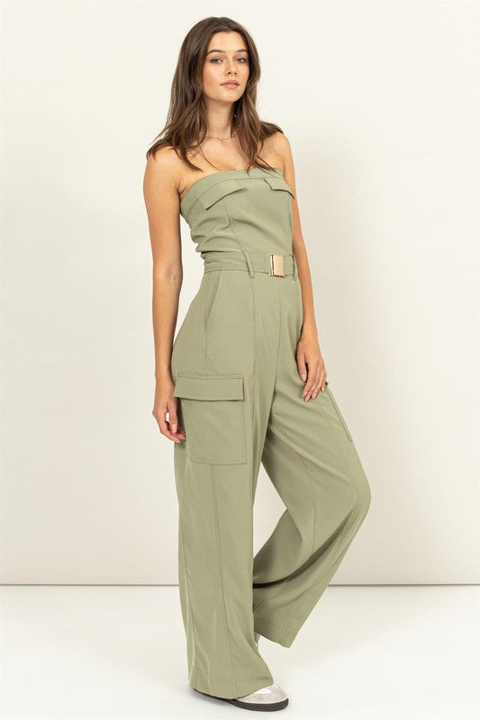 Gracie Cargo Jumpsuit - Sage