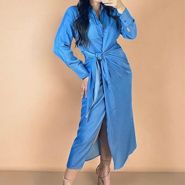 abby blue dress Abby Halter Mesh Maxi Dress Starlight Blue main image 0