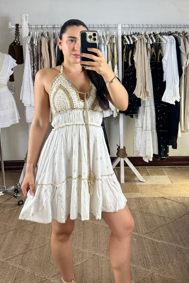 Frankie Crochet Mini Dress - White
