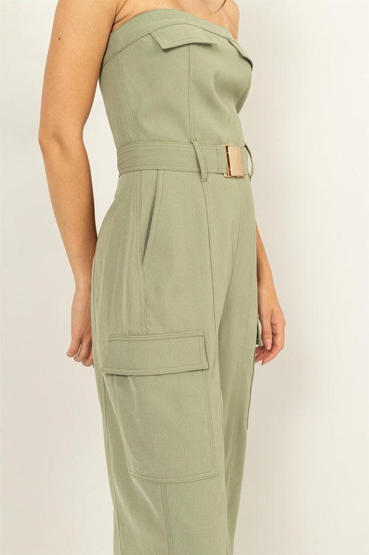 Gracie Cargo Jumpsuit - Sage