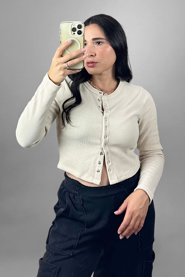 Bailey Button Down Top - Cream