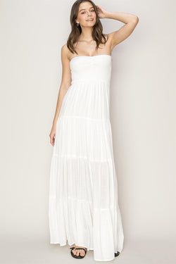 Malena Smocked Maxi Dress - Off White