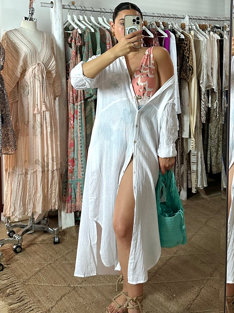 Salina Shirt Dress / Kimono - White