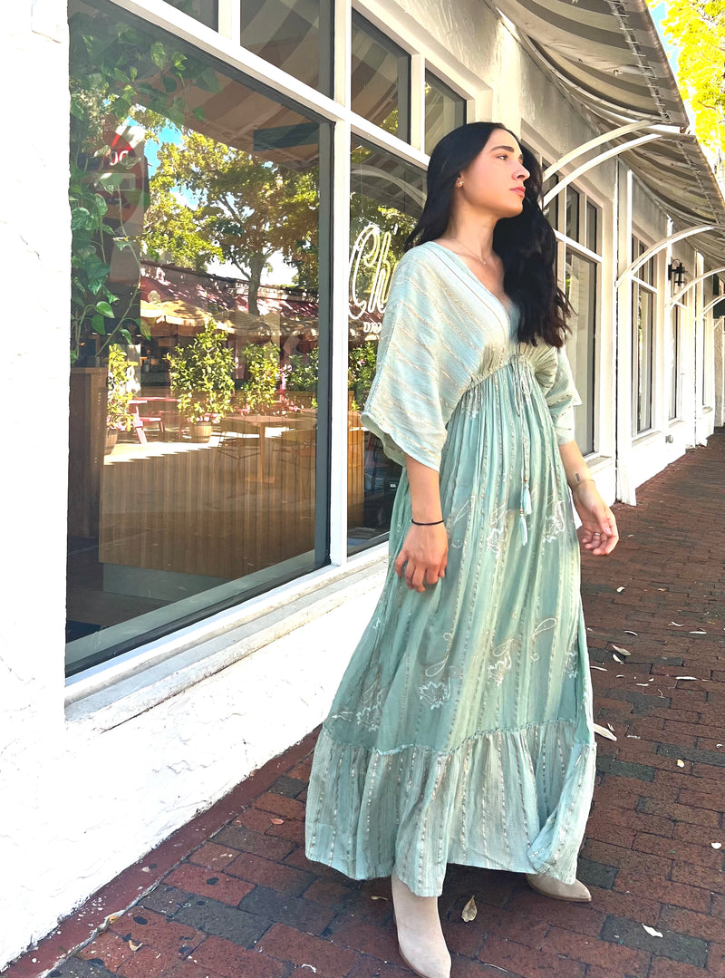 Lexi Kimono Maxi Dress - Sage Wildy Belle Lexi Kimono Maxi Dress - Sage Wildy Belle