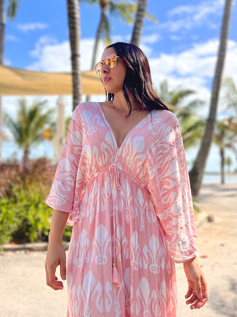 Eva Kimono Maxi Dress - Pink