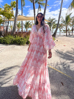 Eva Kimono Maxi Dress - Pink